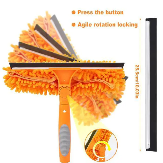 Alt view image 2 of 7 - Professional 67" Window Squeegee, 3-in-1 Rotatable Squeegee for Window Cleaning with Extension Poles, Window Cleaner Tool Kit for Indoor & Outdoor High Windows and Car Glass