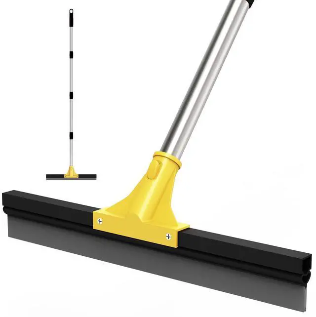 Main image of Large Heavy-Duty Floor Squeegee, 18 Rubber Blade Broom & 62 Long Handle Floor Squeegee for Concrete, Bathroom Tile, Garage Concrete, Deck, Shower Glass, Window Cleaning