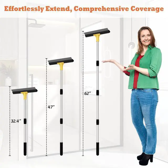 Alt view image 5 of 7 - Large Heavy-Duty Floor Squeegee, 18 Rubber Blade Broom & 62 Long Handle Floor Squeegee for Concrete, Bathroom Tile, Garage Concrete, Deck, Shower Glass, Window Cleaning