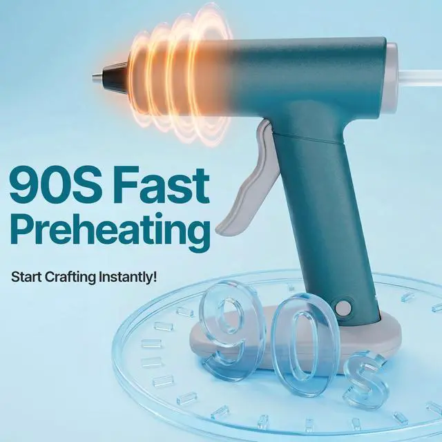 Alt view image 3 of 7 - Cordless Hot Glue Gun, Fast Preheating with 30 Premium Sticks Set, Smart Safety Control Anti-Drip, 2.6Ah Type-C Rechargeable for Crafts DIY Arts, Creative Decorations & Repairs