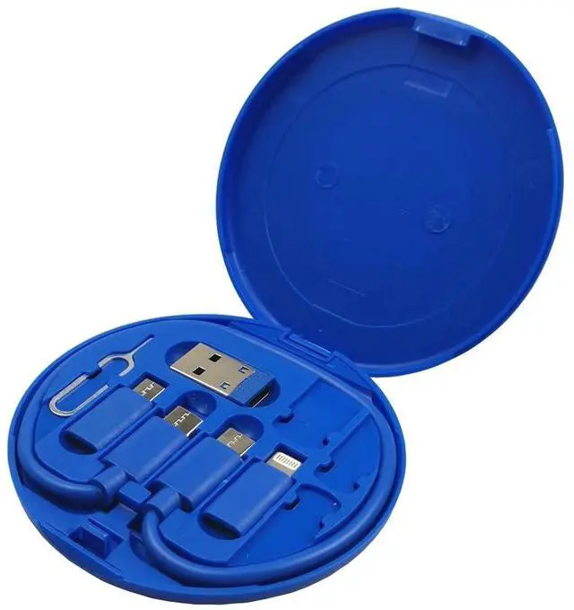 Main image of Multifunctional Data Cable Storage Box Adaptor for USB-C and Micro-USB Devices Universal Data Transfer Cable (Blue2)