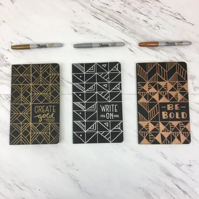 Alt view image 6 of 7 - Permanent Markers | Fine Point for Bold Details | Assorted Metallic Colours | 3 Marker Pens