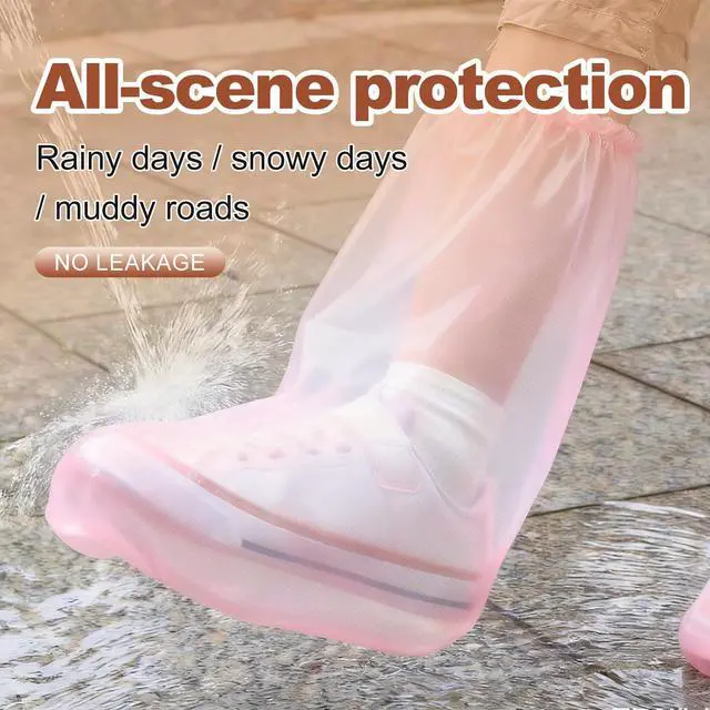 Alt view image 2 of 7 - 10 Pairs Rain Shoe Covers for Women, Waterproof Plastic Shoe Covers Disposable, Outdoor Indoor Boot Sneaker Covers (Pink-Short-10Pairs)