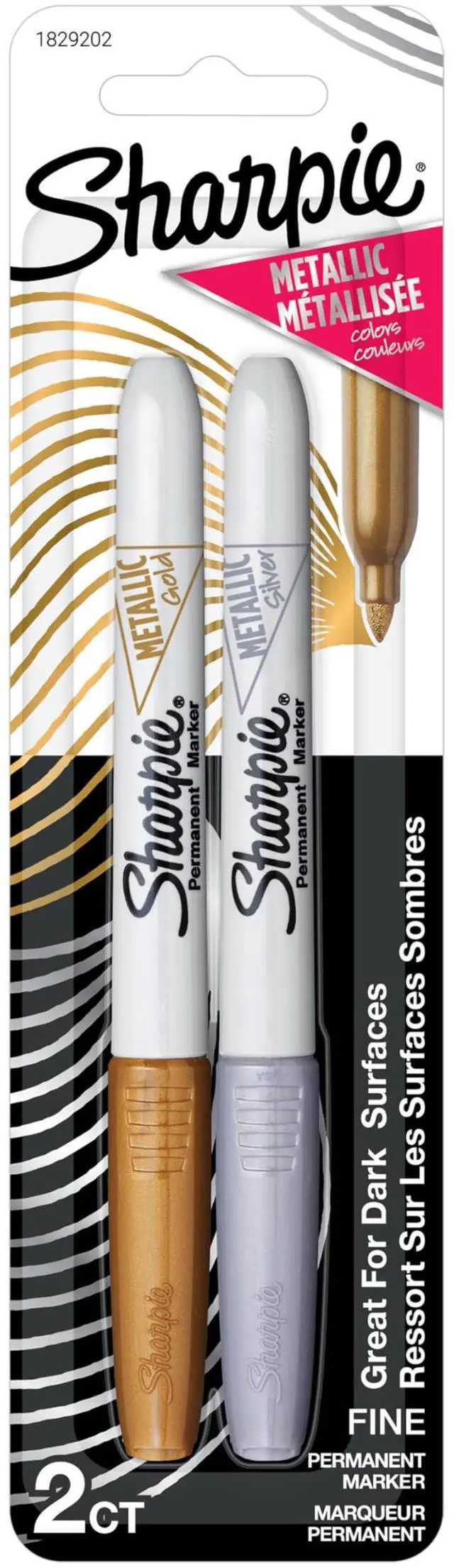 Main image of Metallic Fine Point Permanent Marker, Assorted Colors, 2-Pack