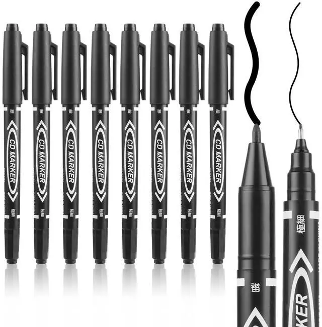 Main image of Black Markers for Drawing, 10 Pack Dual Tip Brush Pens Permanent Marker Set for Art Drawing Sketching Writing Dooding Marking