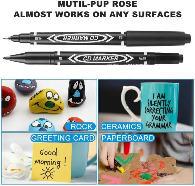 Alt view image 5 of 7 - Black Markers for Drawing, 10 Pack Dual Tip Brush Pens Permanent Marker Set for Art Drawing Sketching Writing Dooding Marking
