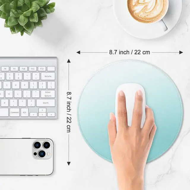 Alt view image 3 of 7 - Mouse Pad Non-Slip Rubber Base Smooth Surface Stitched Edges Waterproof Durable Compatible with All Mice for Office & Gaming, Desk Accessory, Diameter 8.7 inch, Sky Gradient