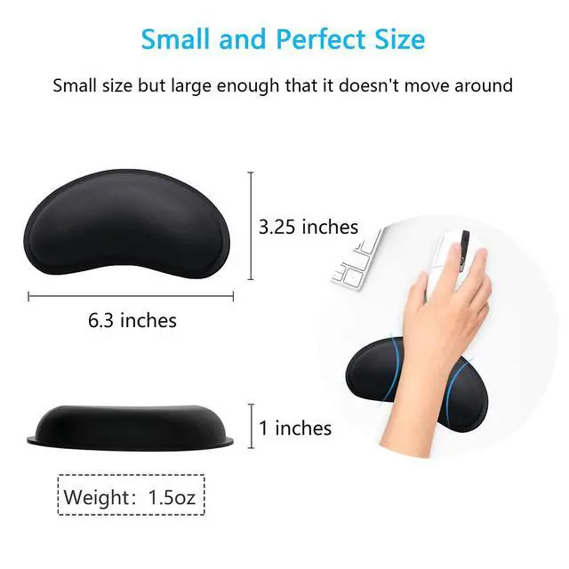 Alt view image 6 of 7 - Mouse Wrist Rest, Ergonomic Memory Foam Mouse Wrist for Computer Desk Mats Support, PU Leather Hand Rest Pad Cushion for Gaming, Laptop, Men, Women, Pain Relief & Easy Typing, Black