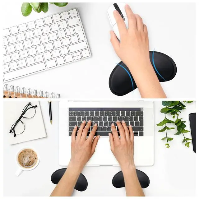 Alt view image 7 of 7 - Mouse Wrist Rest, Ergonomic Memory Foam Mouse Wrist for Computer Desk Mats Support, PU Leather Hand Rest Pad Cushion for Gaming, Laptop, Men, Women, Pain Relief & Easy Typing, Black