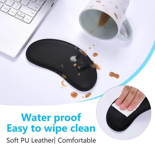 Alt view image 5 of 7 - Mouse Wrist Rest, Ergonomic Memory Foam Mouse Wrist for Computer Desk Mats Support, PU Leather Hand Rest Pad Cushion for Gaming, Laptop, Men, Women, Pain Relief & Easy Typing, Black