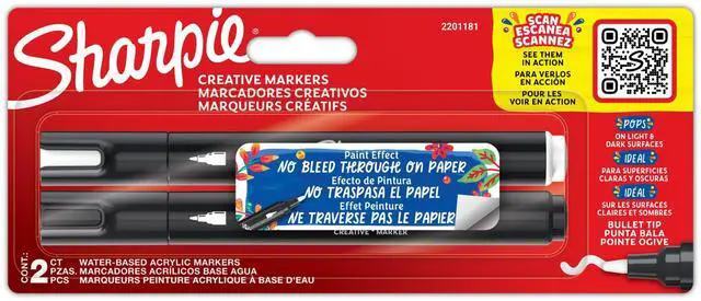 Main image of Acrylic Marker, Round Tip, 2 Pieces Bls