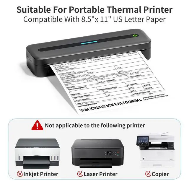 Alt view image 3 of 6 - 2 Rolls Thermal Printer Paper 8.5" x 11" US Letter Size - High-Efficiency Durable Printing for Picture or Home Work, Printing Contract, Compatible with Most Thermal Printers (50 Sheets / 2 Rolls)