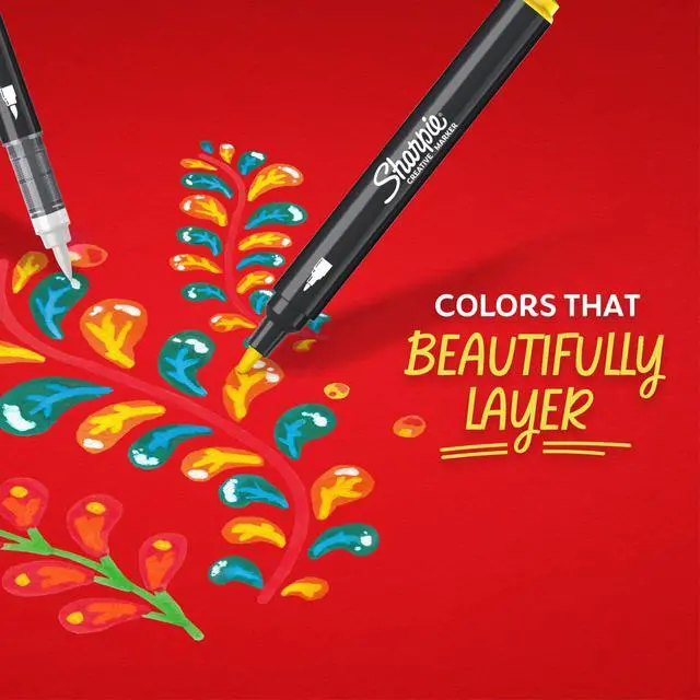 Alt view image 7 of 7 - Creative Markers, Water-Based Acrylic, Bullet Tip, Assorted Colors, 5 Count Arts & Crafts, Kids Activity, School Classroom; Works on Paper, Metal, Wood, Ceramic, Glass, Rock, Canvas