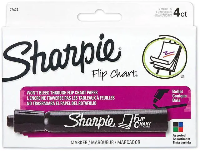 Main image of Flip Chart Markers, Bullet Tip, Assorted Colors, 4 Pack