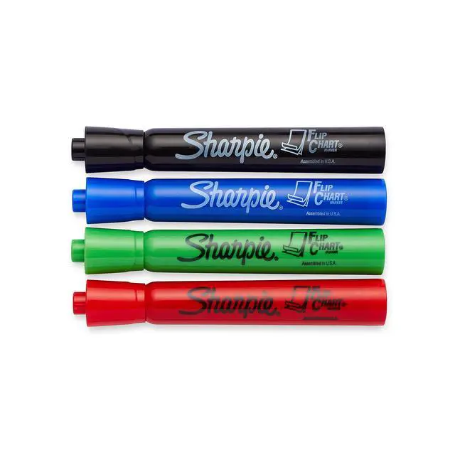Alt view image 2 of 5 - Flip Chart Markers, Bullet Tip, Assorted Colors, 4 Pack