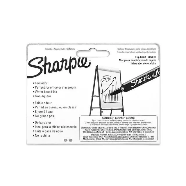 Alt view image 5 of 5 - Flip Chart Markers, Bullet Tip, Assorted Colors, 4 Pack