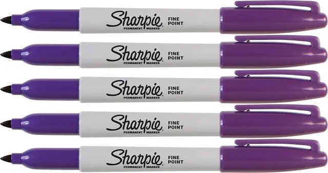 Main image of Purple Markers, Fine Point Tip, Permanent Markers, 5-Count