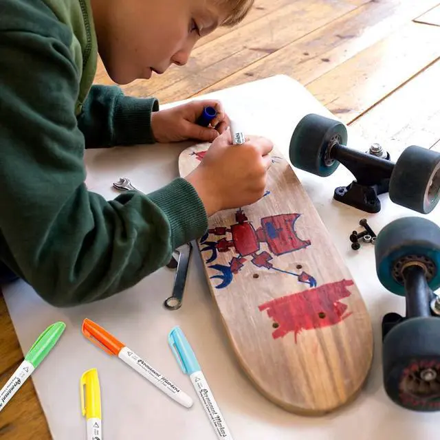 Alt view image 6 of 7 - 30 Colors Permanent Markers, Fine Point, Assorted Colors, Works on Plastic,Wood,Stone,Metal and Glass for Kids Adult Coloring Doodling Marking