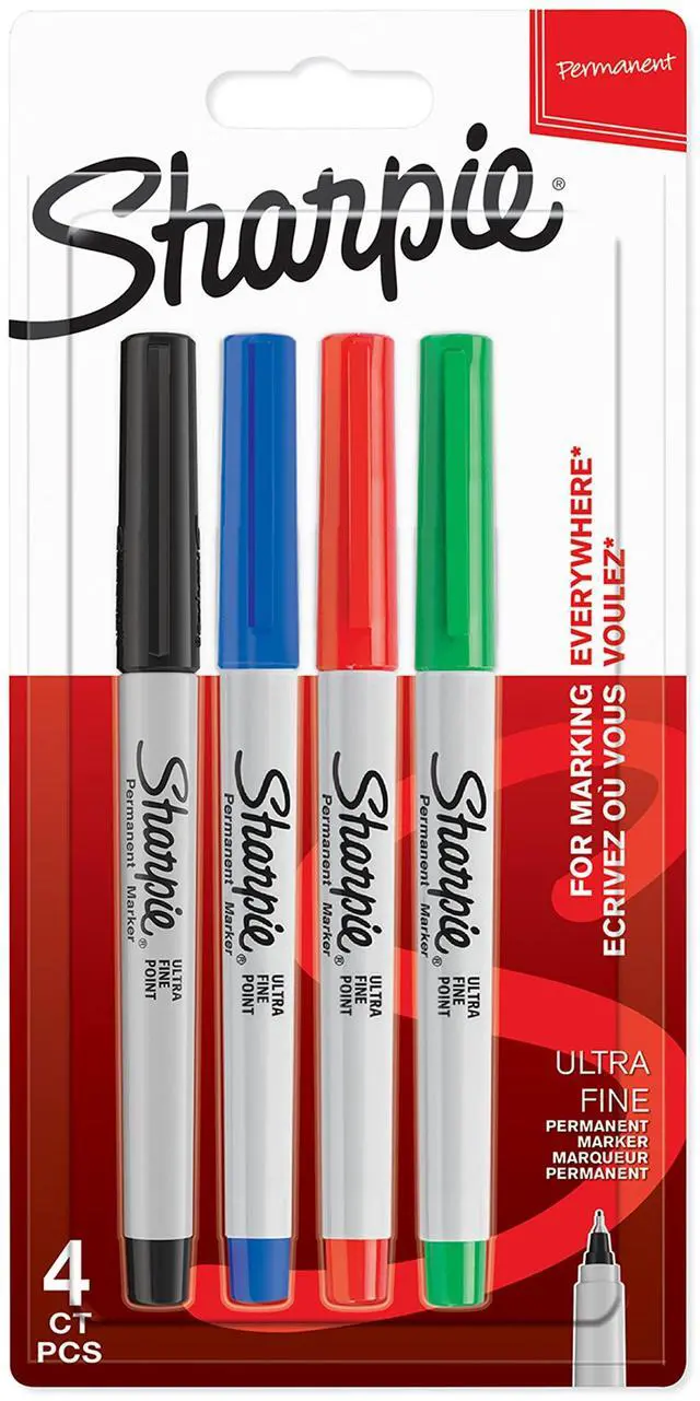 Main image of Permanent Markers | Ultra-Fine Point | Assorted Classic Colours | 4 Count