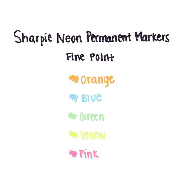 Alt view image 4 of 5 - 1874447 Neon Permanent Markers, Fine Point, Assorted Colors, 5 Count