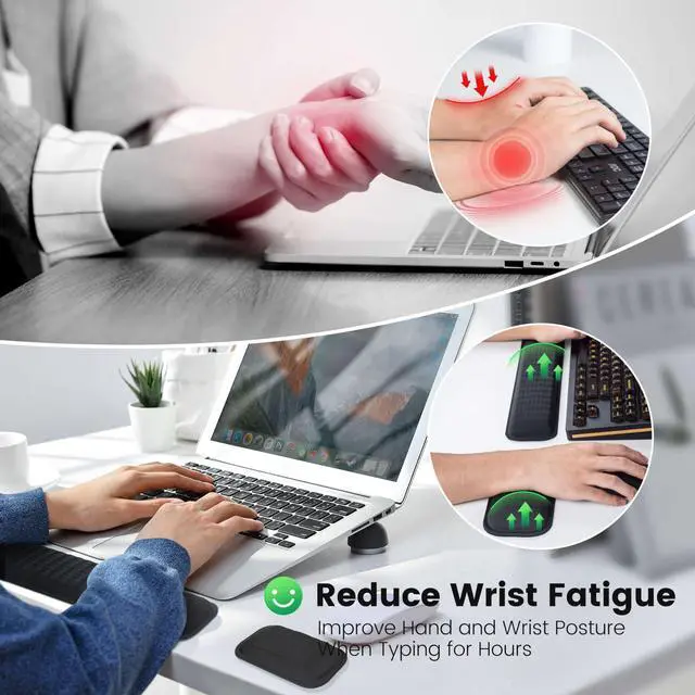 Alt view image 2 of 7 - Ergonomic Mouse Wrist Rest, Premium Memory Foam Mouse Wrist Pad Support Relieve Wrist Pain for Long Hours of Work, Gaming (Classic Black