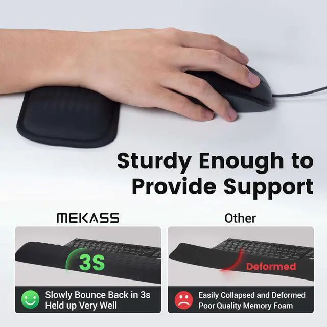Alt view image 4 of 7 - Ergonomic Mouse Wrist Rest, Premium Memory Foam Mouse Wrist Pad Support Relieve Wrist Pain for Long Hours of Work, Gaming (Classic Black
