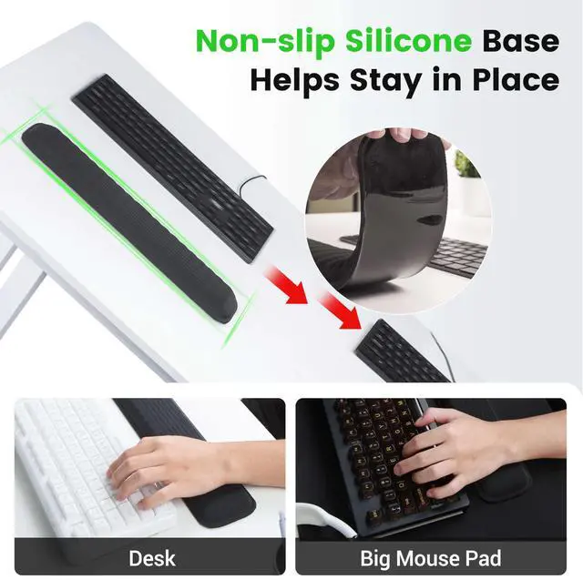 Alt view image 5 of 7 - Ergonomic Mouse Wrist Rest, Premium Memory Foam Mouse Wrist Pad Support Relieve Wrist Pain for Long Hours of Work, Gaming (Classic Black