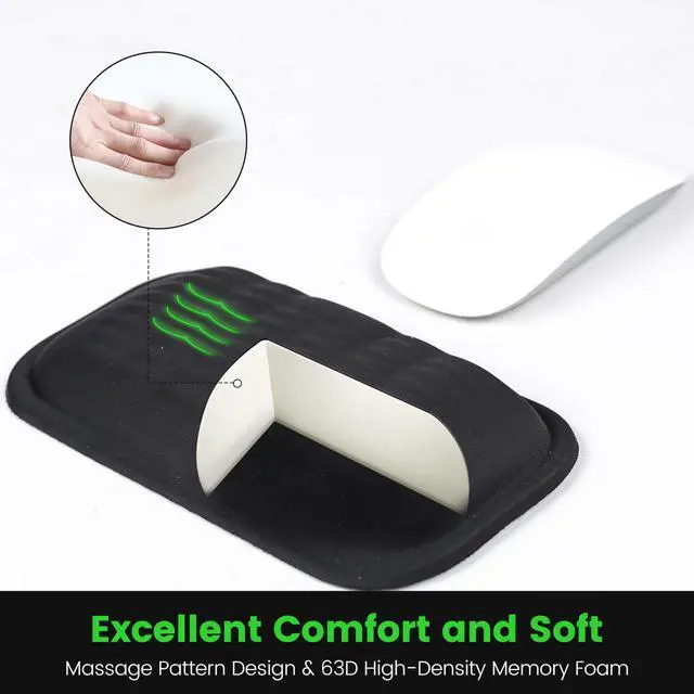 Alt view image 3 of 7 - Ergonomic Mouse Wrist Rest, Premium Memory Foam Mouse Wrist Pad Support Relieve Wrist Pain for Long Hours of Work, Gaming (Classic Black