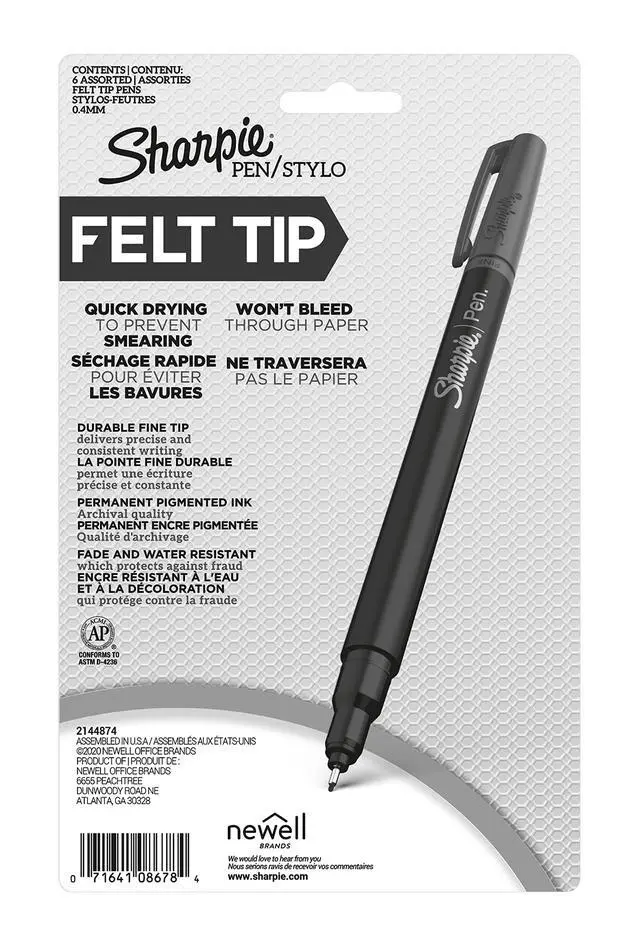 Alt view image 2 of 6 - Pen, Fine Point, 6-Pack, Assorted Colors (1924215)