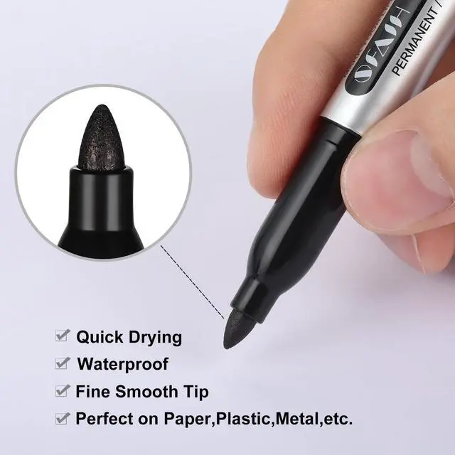 Alt view image 2 of 7 - Green Permanent Markers Bulk - 24 Pack, 1s Quick Dry, Fine Point Permanent Markers for Paper Plastic Glass Metal Wood, Waterproof, Kitchen Classroom Office, Doodling, Marking, Non-Fading