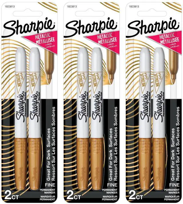 Main image of Metallic Permanent Markers, Fine Point, Gold, 6 Markers