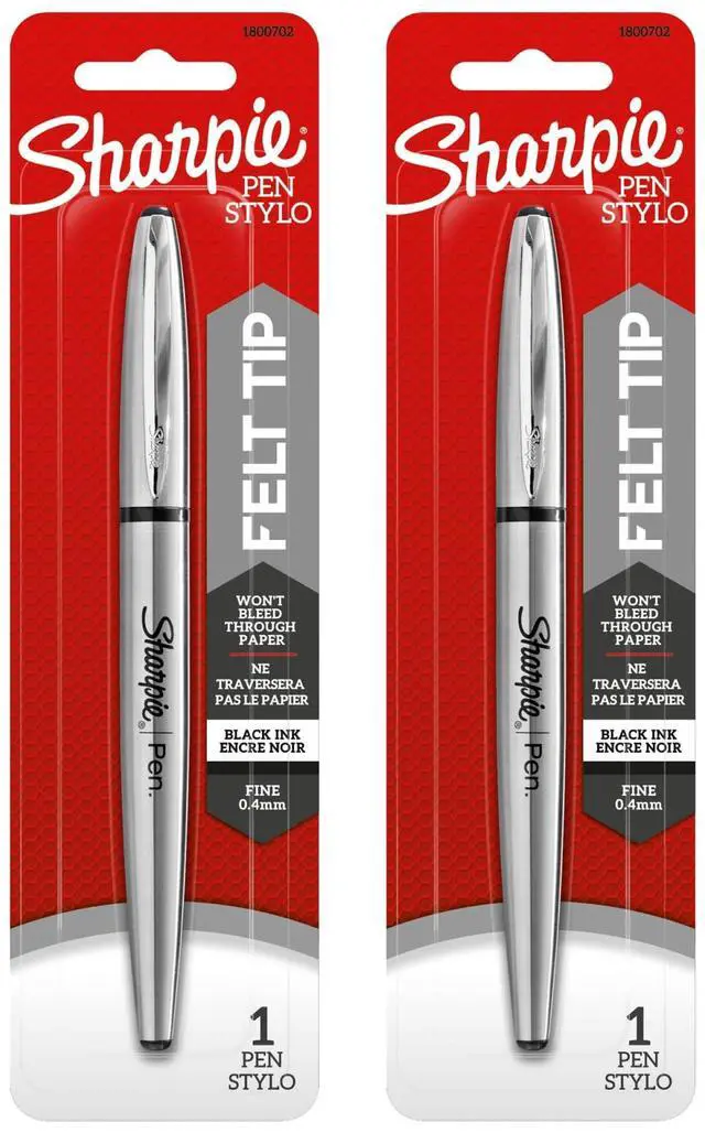 Main image of Stainless Steel Grip Pen, Fine Point (0.4mm), Black, 2 Count