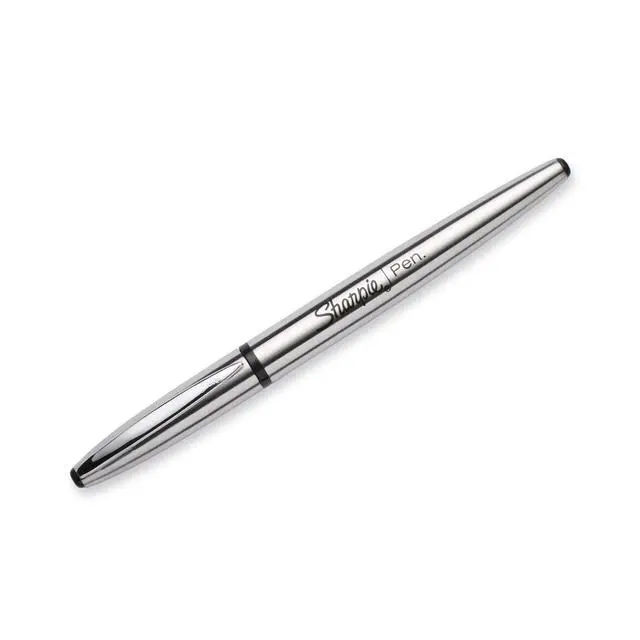 Alt view image 3 of 3 - Stainless Steel Grip Pen, Fine Point (0.4mm), Black, 2 Count