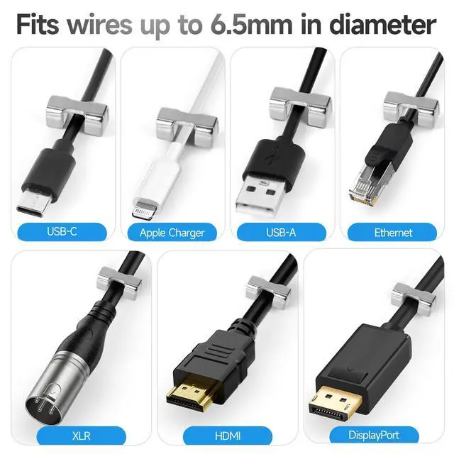 Alt view image 4 of 7 - 10 Pack Magnetic Cord Organizer Holder, Cable Clips - Strong Magnet Wire Management for Desk, Under Desk, Nightstand, Office, Car, Kitchen, Adjustable(Silver)