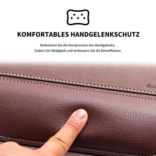 Alt view image 3 of 5 - Brown Office Square Leather Mouse Pad with Wrist Rest Non-Slip Design, Business Style Gaming PU Mousepad for Learners, Workers &Computer Users.