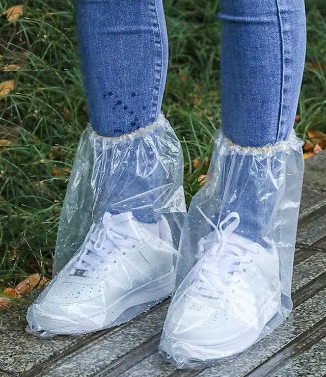 Main image of Waterproof Shoe Covers, 10 Pairs Clear Plastic Protective Boot Covers for Rain Snow Day Outdoor Activities Fit Most Adult Women Men Shoes Home Office Clean Hygienic Durable PE Material