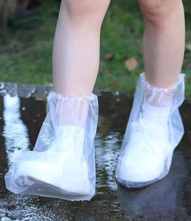 Alt view image 2 of 4 - Waterproof Shoe Covers, 10 Pairs Clear Plastic Protective Boot Covers for Rain Snow Day Outdoor Activities Fit Most Adult Women Men Shoes Home Office Clean Hygienic Durable PE Material