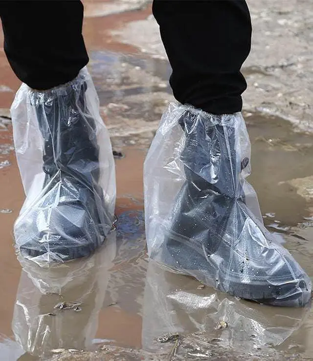 Alt view image 4 of 4 - Waterproof Shoe Covers, 10 Pairs Clear Plastic Protective Boot Covers for Rain Snow Day Outdoor Activities Fit Most Adult Women Men Shoes Home Office Clean Hygienic Durable PE Material