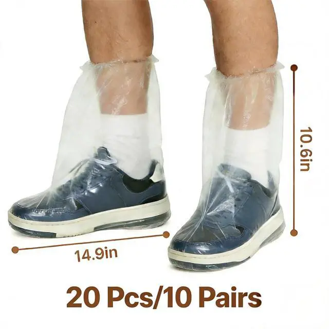 Alt view image 2 of 7 - 10 Pairs Shoe Covers for Rain, Plastic Disposable Waterproof Shoe Covers Non-Slip Shoe Protectors for Men and Women Outdoor Indoors