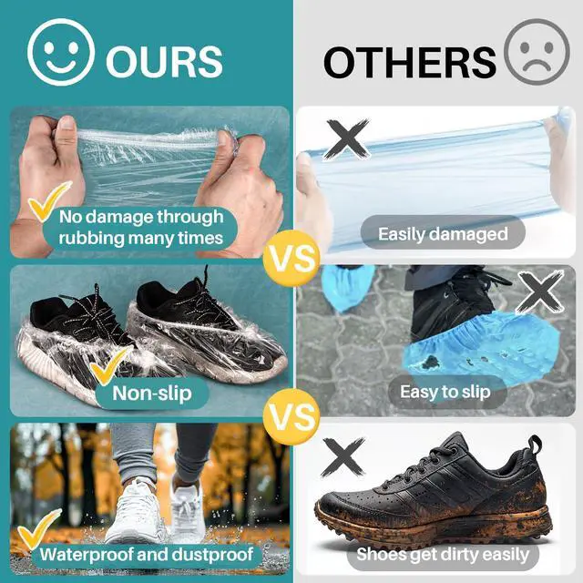 Alt view image 5 of 6 - 60 Pack (30 Pairs) Shoe Covers - Boot Covers Plastic Portable Disposable Waterproof Shoe Covers for Men and Women Fits All Sizes of Shoes for House Cleaningclear