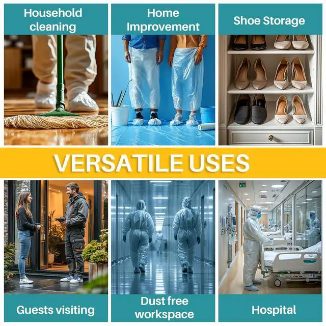 Alt view image 6 of 6 - 60 Pack (30 Pairs) Shoe Covers - Boot Covers Plastic Portable Disposable Waterproof Shoe Covers for Men and Women Fits All Sizes of Shoes for House Cleaningclear
