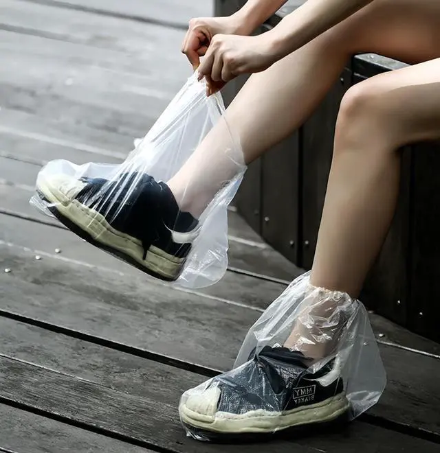 Alt view image 6 of 6 - 10Pairs Waterproof Shoe Covers,Heavy Duty Disposable shoe Covers,Non-Slip Indoor Outdoor Rain Cover for Shoes,Plastic Overshoes for Men Women (Transparent)