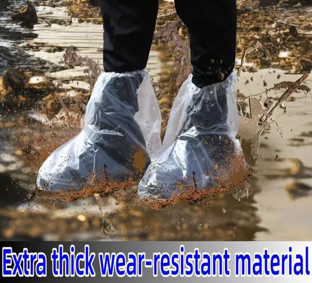 Alt view image 5 of 6 - 10Pairs Waterproof Shoe Covers,Heavy Duty Disposable shoe Covers,Non-Slip Indoor Outdoor Rain Cover for Shoes,Plastic Overshoes for Men Women (Transparent)