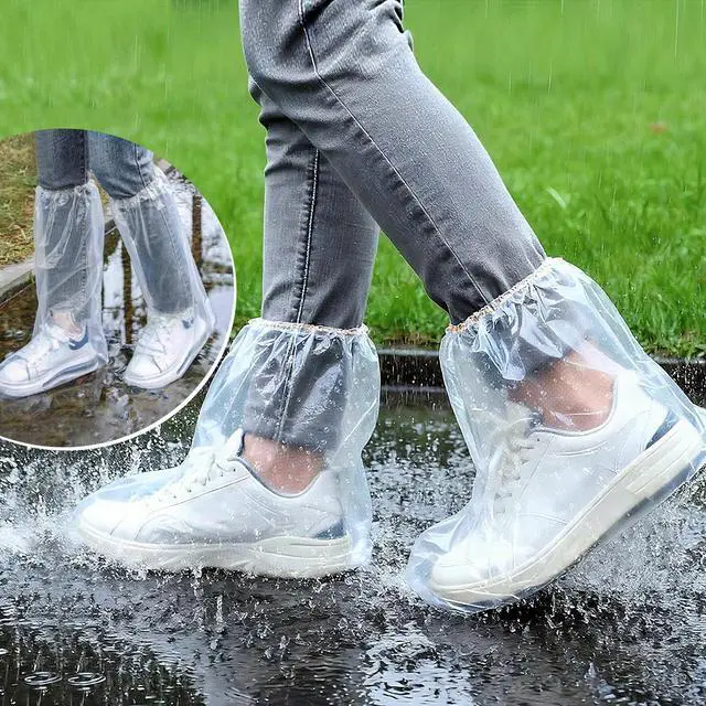 Main image of 12 Pairs Waterproof Shoe Covers for Rain - 10 Ankle-Length + 2 Knee-High, Disposable Plastic Rain Shoe Covers, Non-Slip Indoor Outdoor Rain Cover for Shoes, Water Proof Boot Protector for Women Men