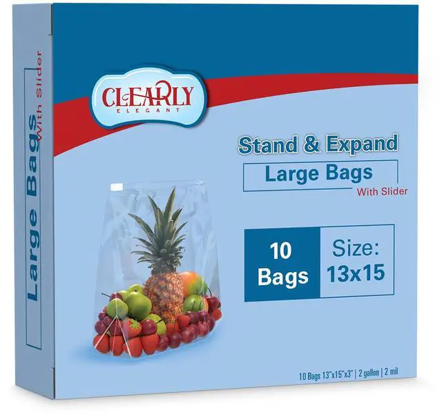 Main image of Food Storage Bags, 2 Gallon Freezer Bags 13"x15" for Pantry and Meal Prep, Disposable Food Storage Bags for Parties and Events, Heavy Duty Bag with Slider Closure for Easy Sealing