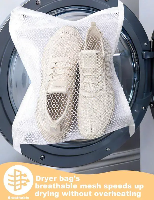 Alt view image 4 of 7 - 4Pcs Reusable Shoe Washing Machine Bag Set (Cleaning, Drying and Storage) - 360° Deep Cleaning - Large Laundry Shoe Cover with Hidden Zipper for Washing Sneakers,Tennis Shoes,All Shoes Types (Yellow)