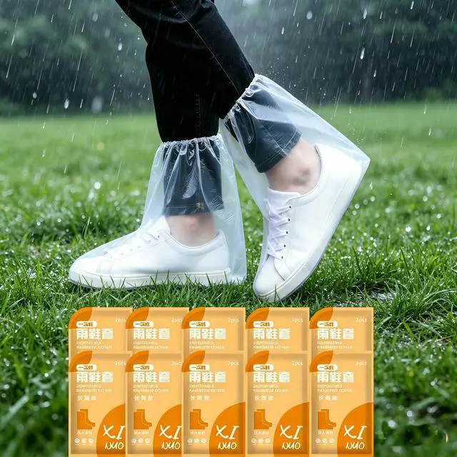 Main image of 20 Pcs Disposable Waterproof Shoe Covers for Rain, Non-Slip Plastic Shoe Covers for Women Men Youth, Clear Boot Covers with Individually Wrapped for Disney Travel Indoor Outside