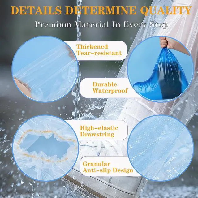 Alt view image 3 of 7 - 20 Pcs Disposable Waterproof Shoe Covers for Rain, Non-Slip Plastic Shoe Covers for Women Men Youth, Clear Boot Covers with Individually Wrapped for Disney Travel Indoor Outside