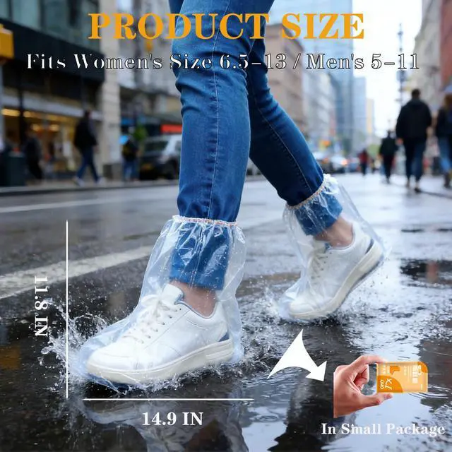 Alt view image 2 of 7 - 20 Pcs Disposable Waterproof Shoe Covers for Rain, Non-Slip Plastic Shoe Covers for Women Men Youth, Clear Boot Covers with Individually Wrapped for Disney Travel Indoor Outside