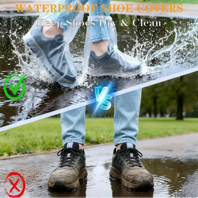 Alt view image 5 of 7 - 20 Pcs Disposable Waterproof Shoe Covers for Rain, Non-Slip Plastic Shoe Covers for Women Men Youth, Clear Boot Covers with Individually Wrapped for Disney Travel Indoor Outside